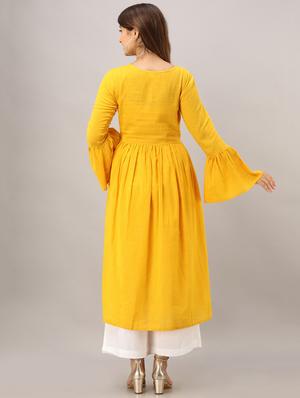 bell sleeves flared kurta - 17819625 - Standard Image - 3