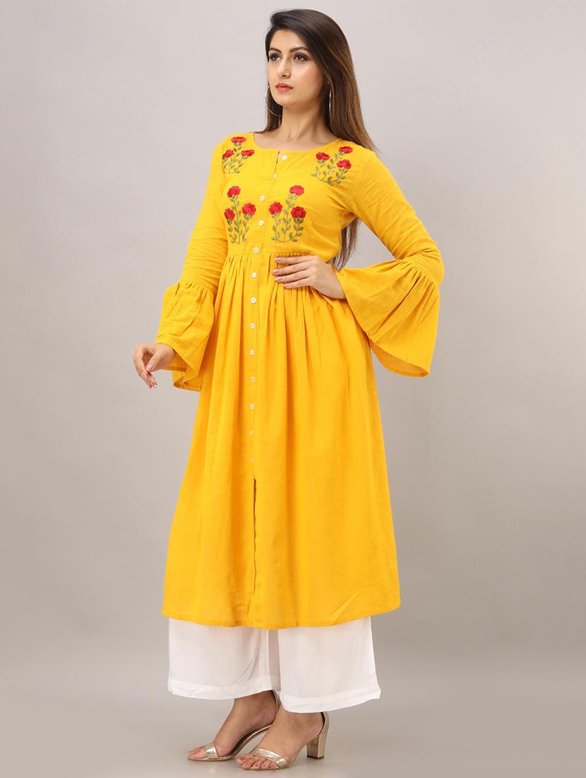bell sleeves flared kurta - 17819625 - Zoom Image - 2
