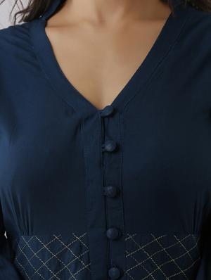 teal flared ethnic dress - 17819629 - Standard Image - 4