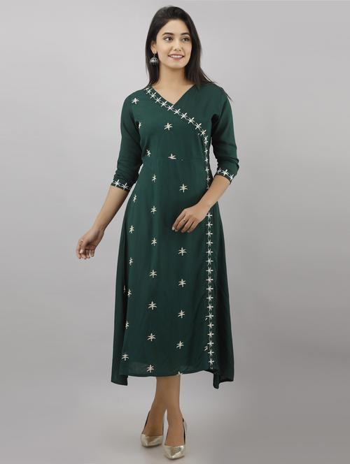 embroidered a-line ethnic dress - 17819637 - Standard Image - 1