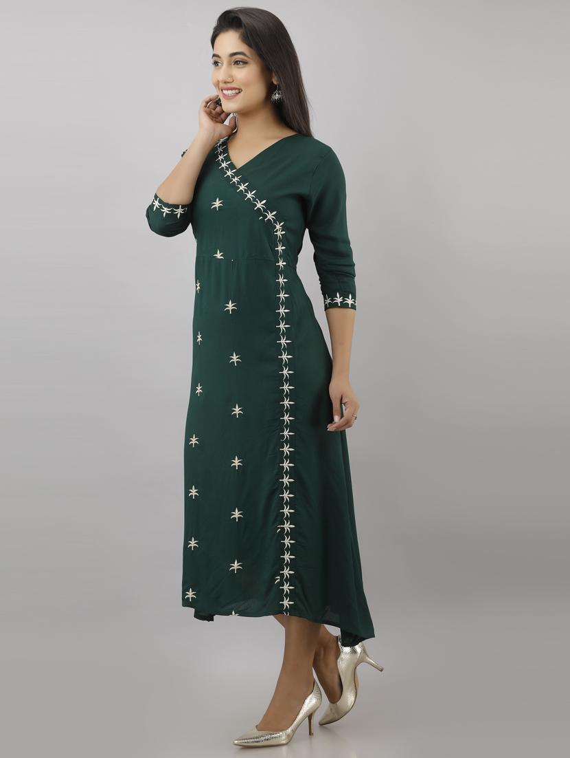 embroidered a-line ethnic dress - 17819637 - Zoom Image - 2