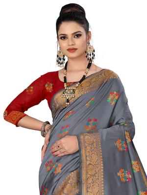 zari work kanjivaram saree with blouse - 17819646 - Standard Image - 2