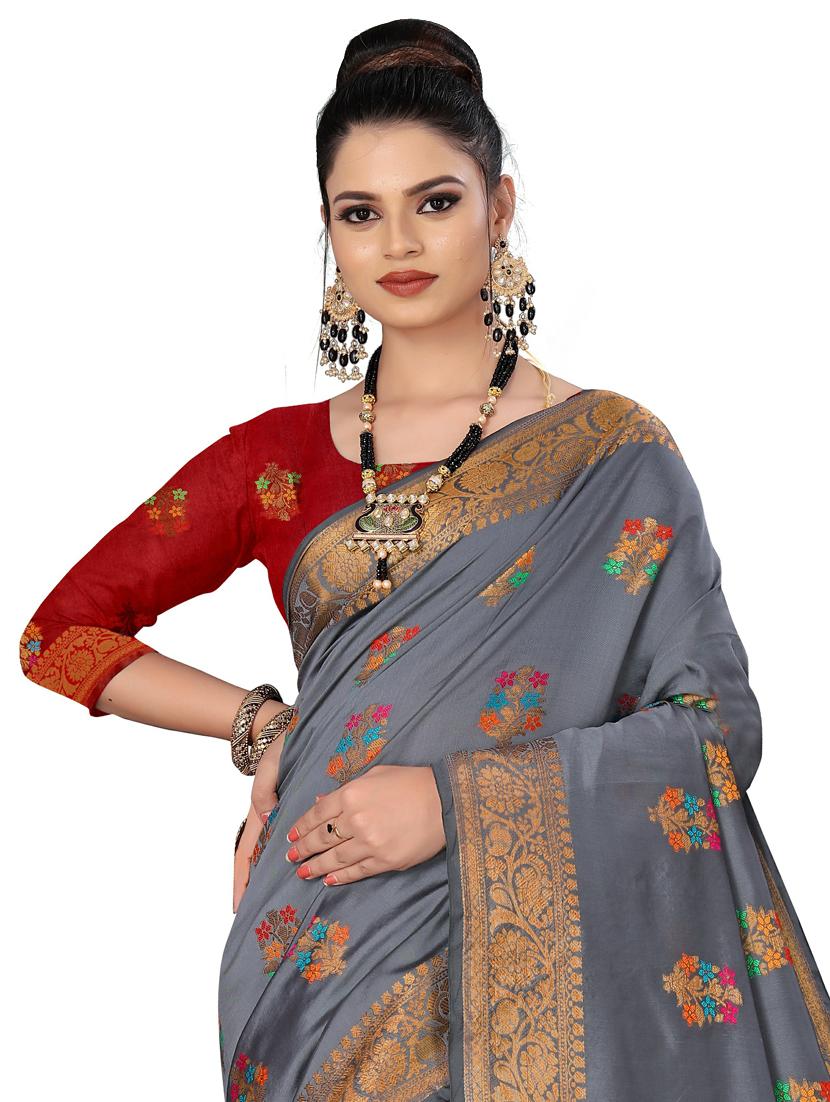 zari work kanjivaram saree with blouse - 17819646 - Zoom Image - 2