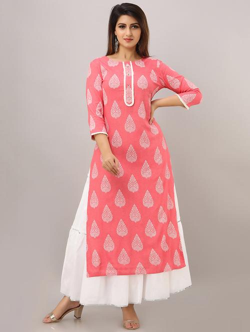 orange rayon kurta skirt set - 17819661 - Standard Image - 1