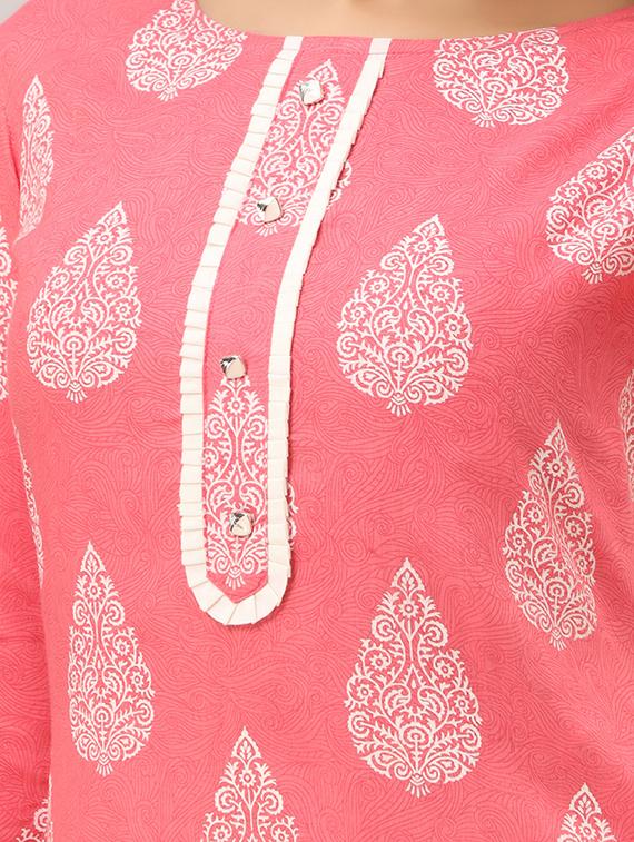 orange rayon kurta skirt set - 17819661 - Zoom Image - 5