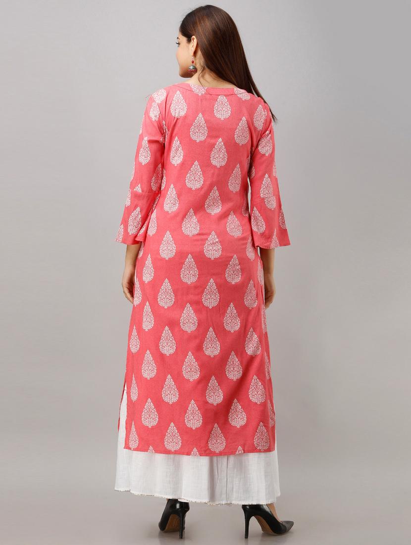 orange rayon kurta skirt set - 17819663 - Zoom Image - 3