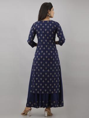 blue rayon kurta skirt set - 17819664 - Standard Image - 2