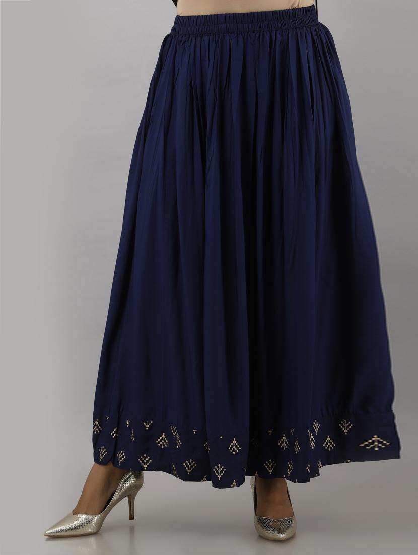 blue rayon kurta skirt set - 17819664 - Zoom Image - 3