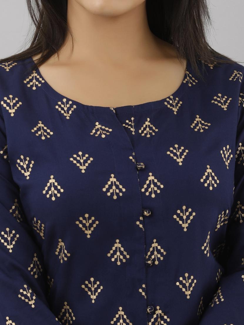 blue rayon kurta skirt set - 17819664 - Zoom Image - 4