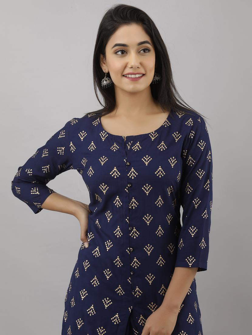 blue rayon kurta skirt set - 17819664 - Zoom Image - 5