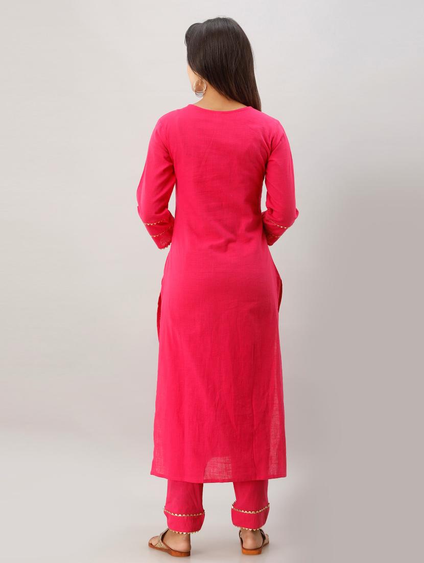 pink cotton kurta pant set - 17819681 - Zoom Image - 3