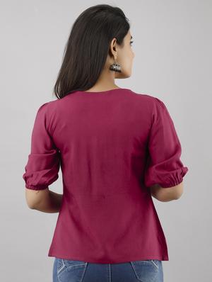 overlap neck solid top - 17819715 - Standard Image - 2