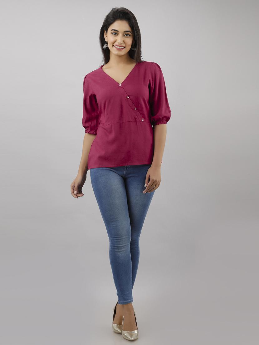 overlap neck solid top - 17819715 - Zoom Image - 4