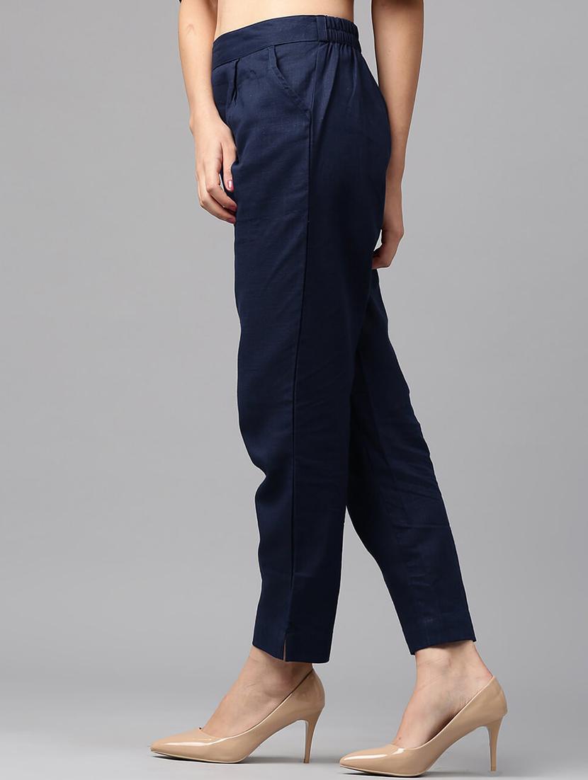mid rise solid pleated trouser - 17819727 - Zoom Image - 2