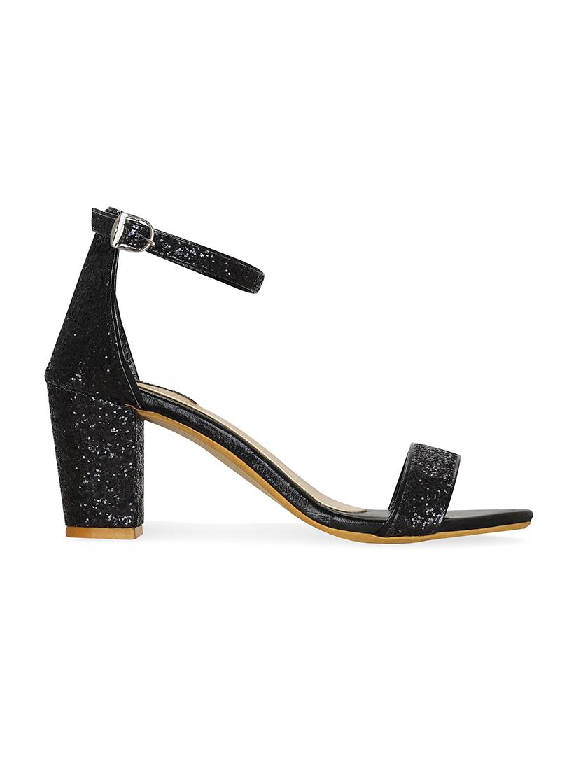 black synthetic ankle strap sandals - 17819829 - Zoom Image - 2