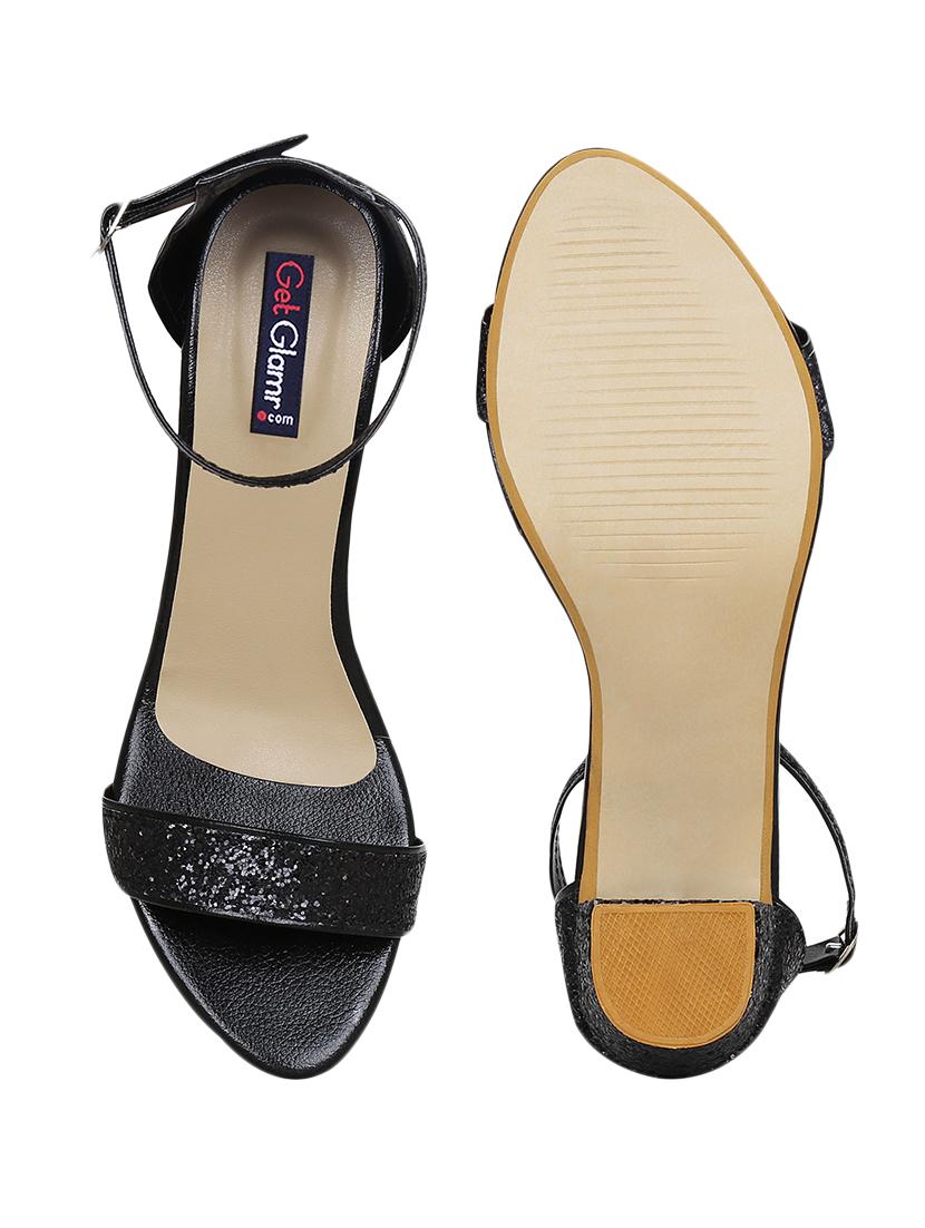 black synthetic ankle strap sandals - 17819829 - Zoom Image - 4