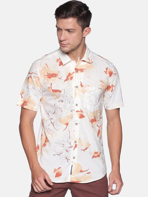 white floral print casual shirt - 17820249 - Standard Image - 1