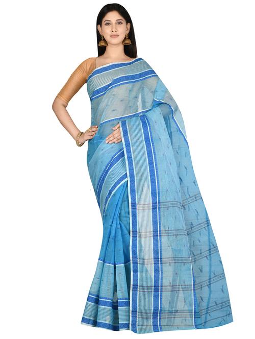 blue cotton tant saree - 17820408 - Standard Image - 1