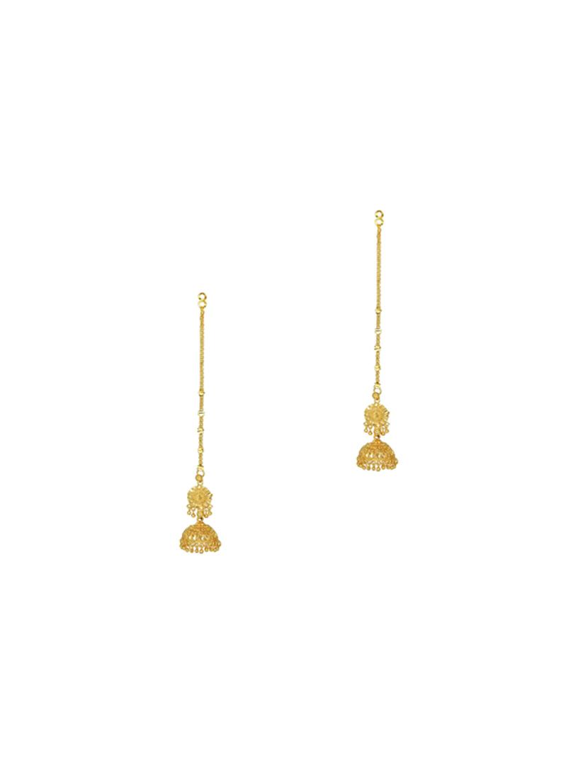 gold brass jhumka earring - 17821627 - Zoom Image - 2