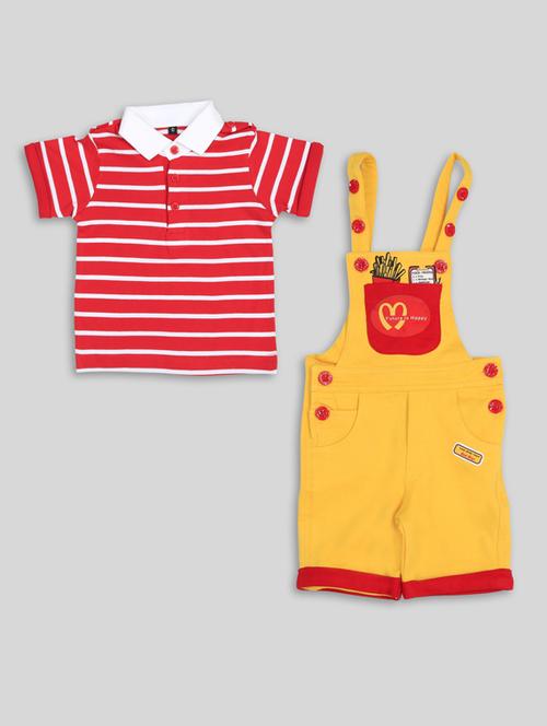 yellow printed dungree set - 17821632 - Standard Image - 1