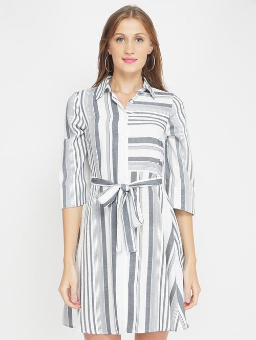 tie front striped shirt dress - 17822199 - Standard Image - 1