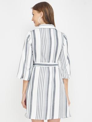 tie front striped shirt dress - 17822199 - Standard Image - 3