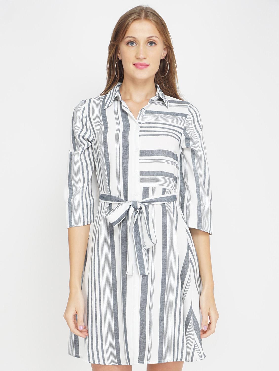 tie front striped shirt dress - 17822199 - Zoom Image - 1