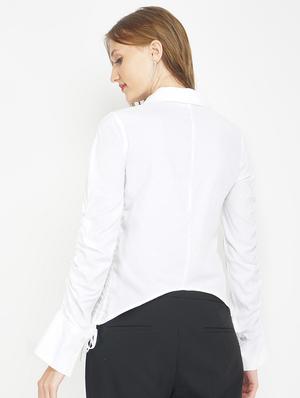 ruched sleeve high low shirt - 17822235 - Standard Image - 3