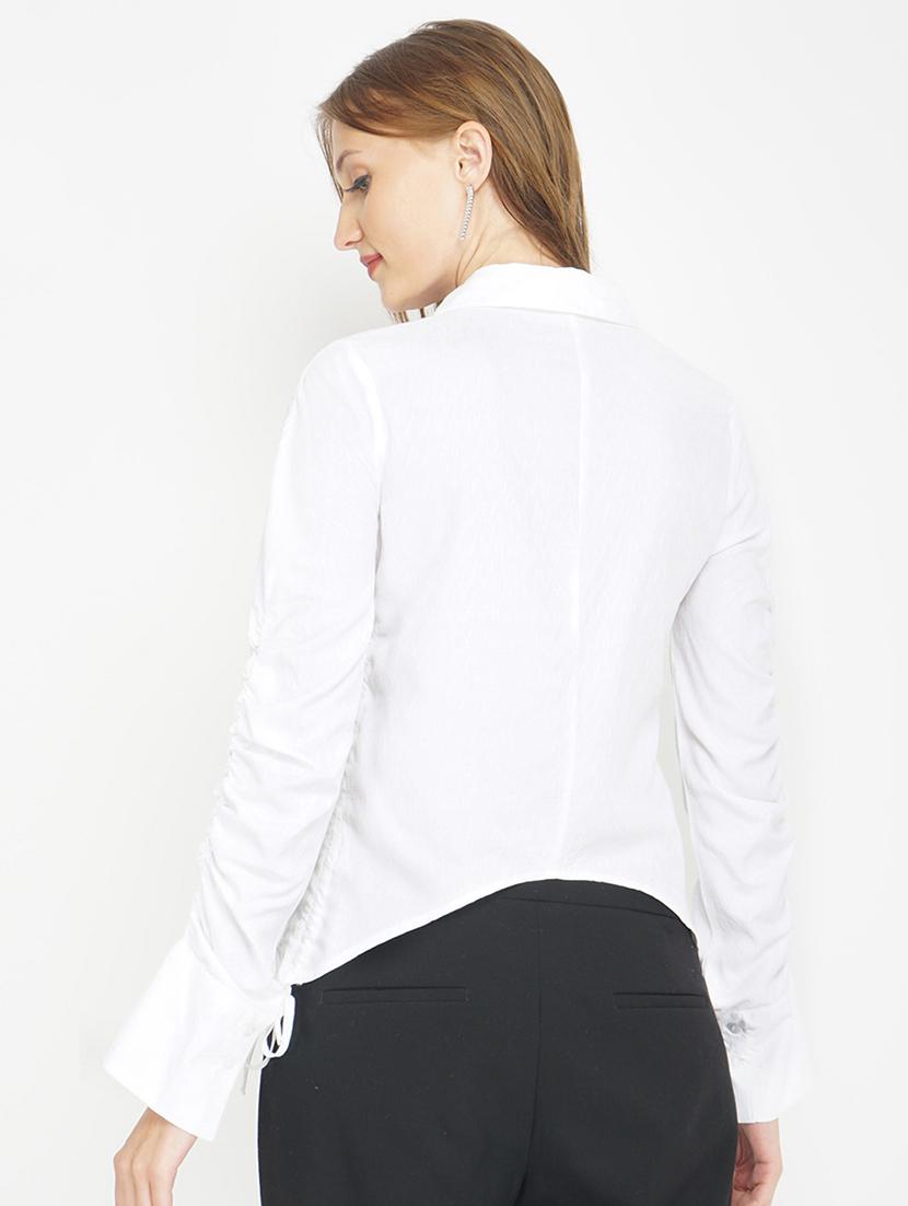 ruched sleeve high low shirt - 17822235 - Zoom Image - 3