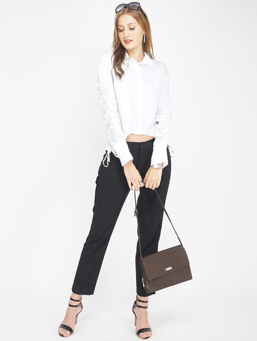 ruched sleeve high low shirt - 17822235 - Zoom Image - 4