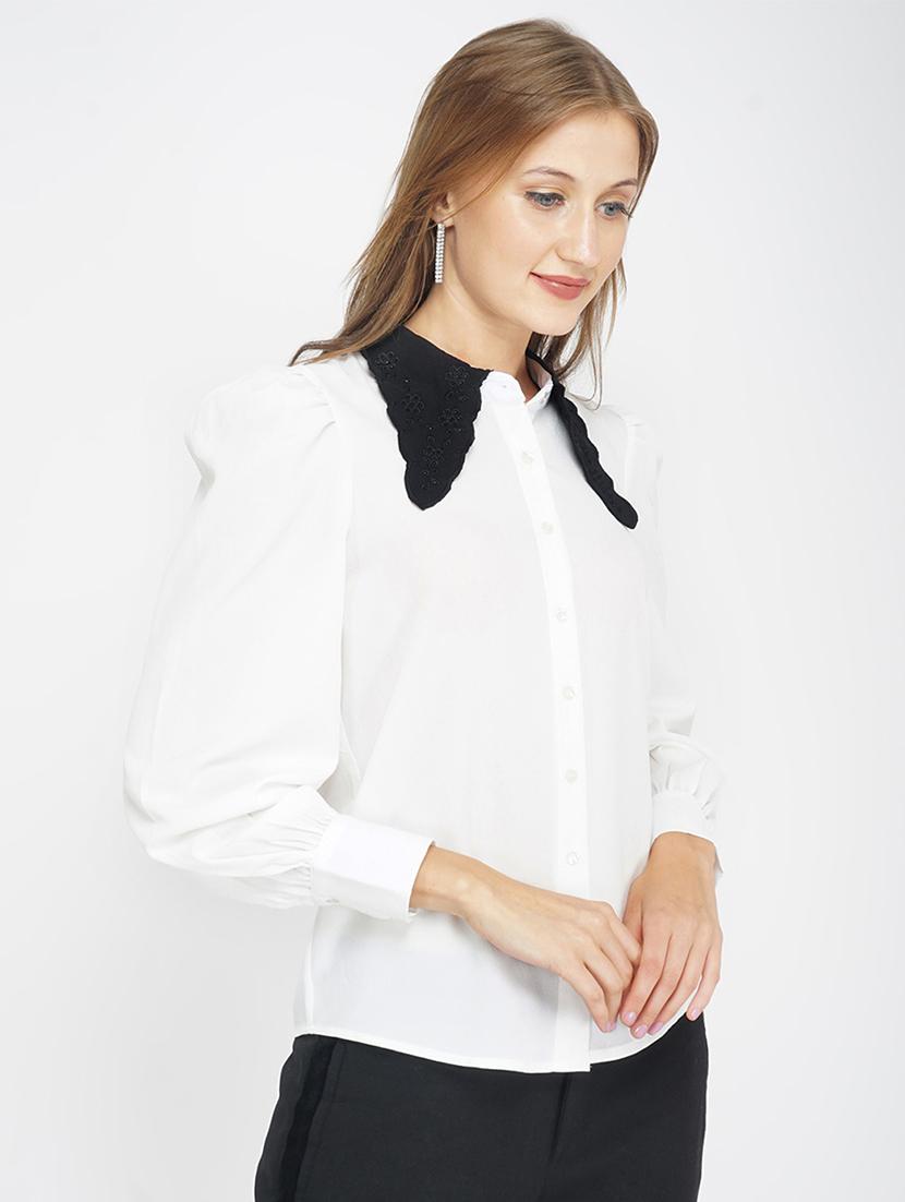 contrast peterpan collar shirt - 17822238 - Zoom Image - 2