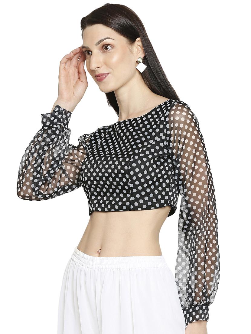 black georgette printed blouse - 17822916 - Zoom Image - 2