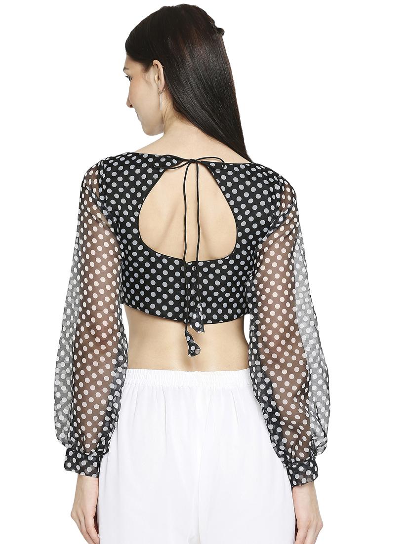 black georgette printed blouse - 17822916 - Zoom Image - 3