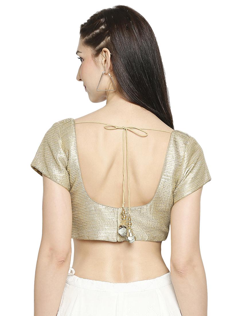 gold raw silk embroidered blouse - 17822929 - Zoom Image - 3