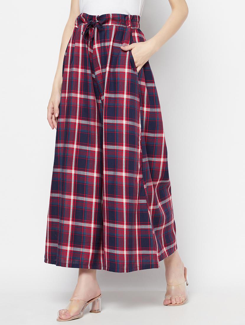 tie front checkered palazzo - 17823208 - Zoom Image - 2
