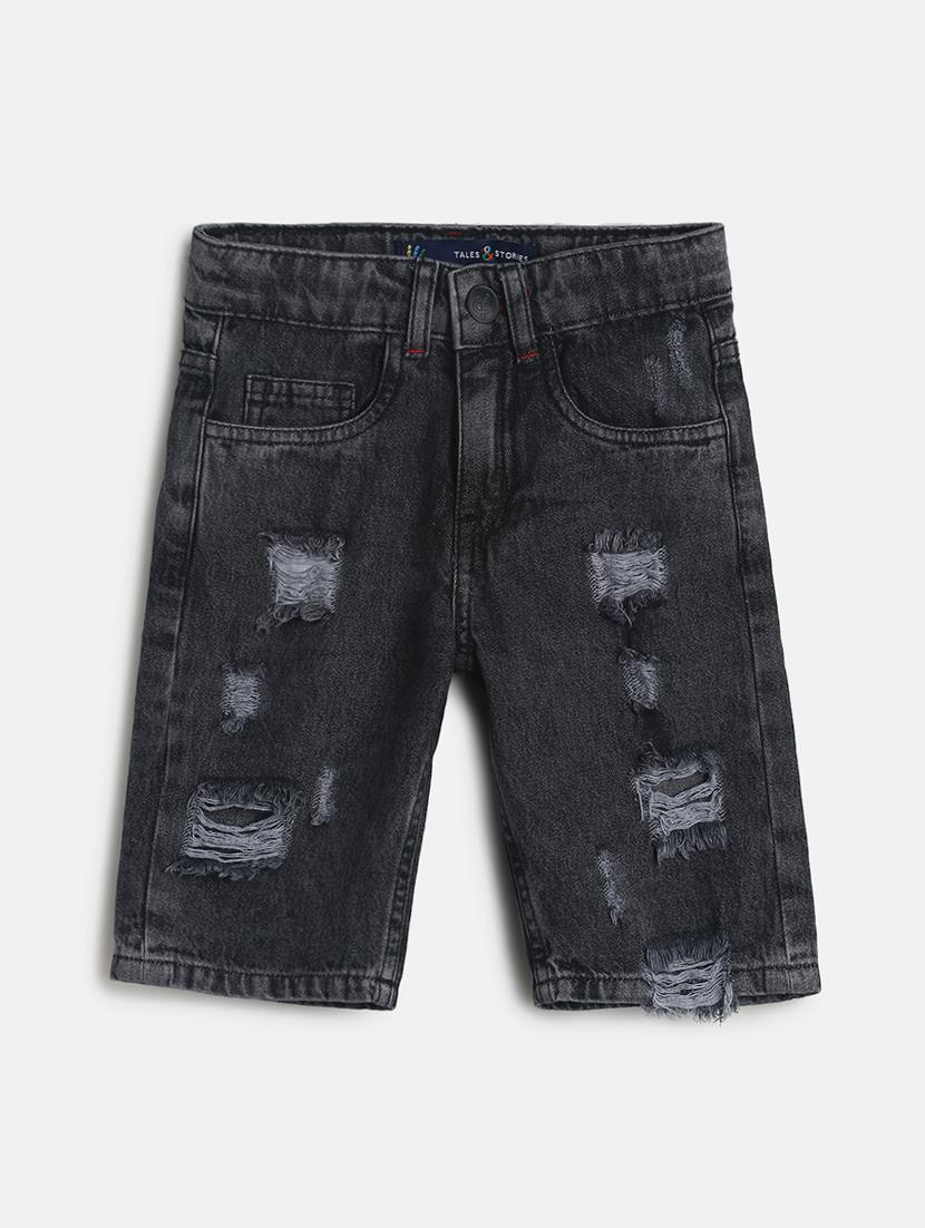 black distressed shorts - 17823209 - Zoom Image - 1
