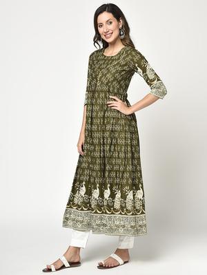 printed flared kurta - 17823321 - Standard Image - 2