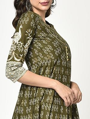 printed flared kurta - 17823321 - Standard Image - 5