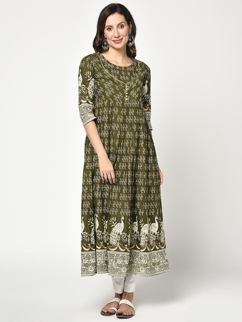 printed flared kurta - 17823321 - Zoom Image - 1