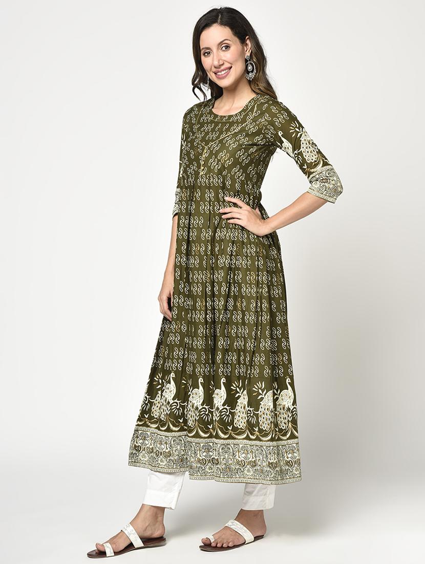 printed flared kurta - 17823321 - Zoom Image - 2
