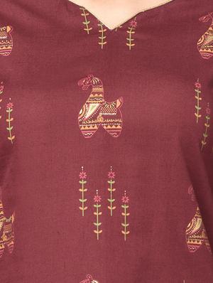 maroon printed straight kurti - 17823325 - Standard Image - 5