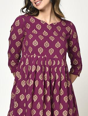 purple rayon kurta sharara set - 17823337 - Standard Image - 6