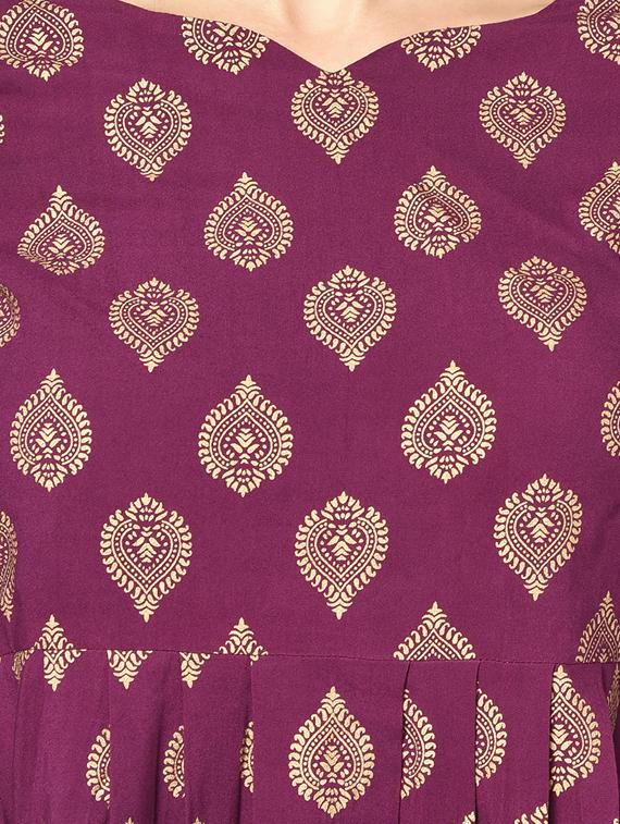 purple rayon kurta sharara set - 17823337 - Zoom Image - 5