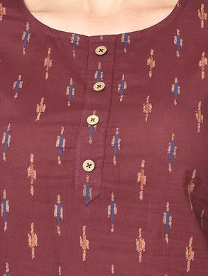 maroon printed straight kurti - 17823372 - Standard Image - 5