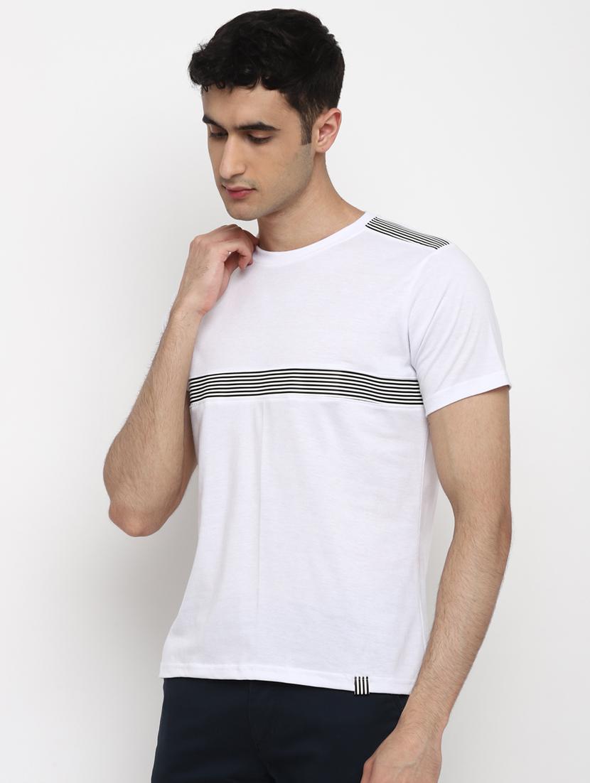white striped cut & sew t-shirt - 17823603 - Zoom Image - 2