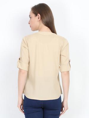 mandarin neck solid top - 17823781 - Standard Image - 3