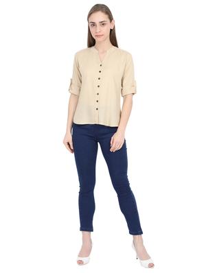 mandarin neck solid top - 17823781 - Standard Image - 4