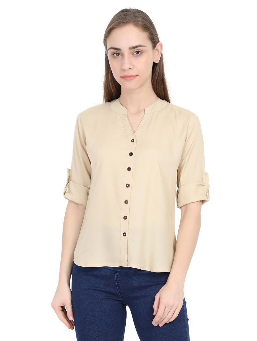 mandarin neck solid top - 17823781 - Zoom Image - 1