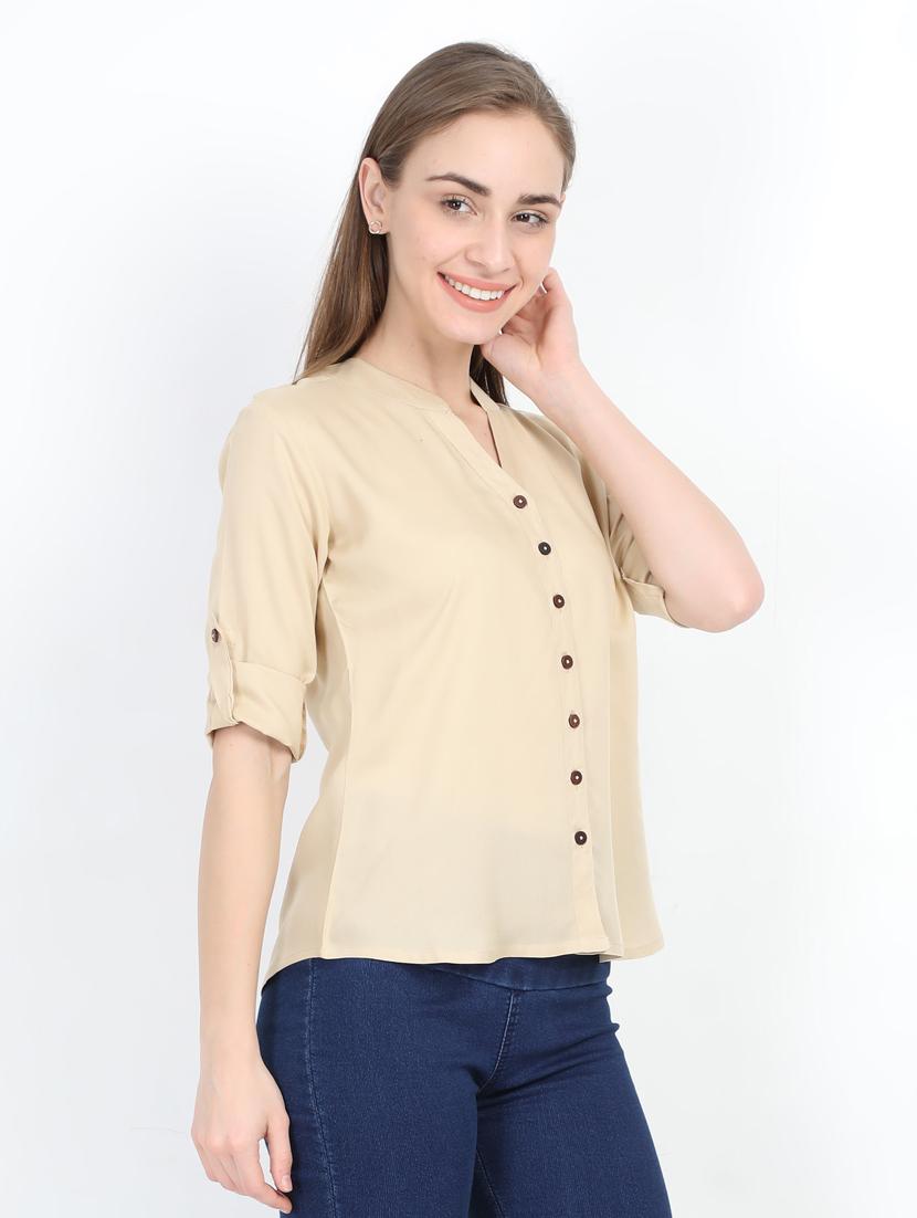 mandarin neck solid top - 17823781 - Zoom Image - 2