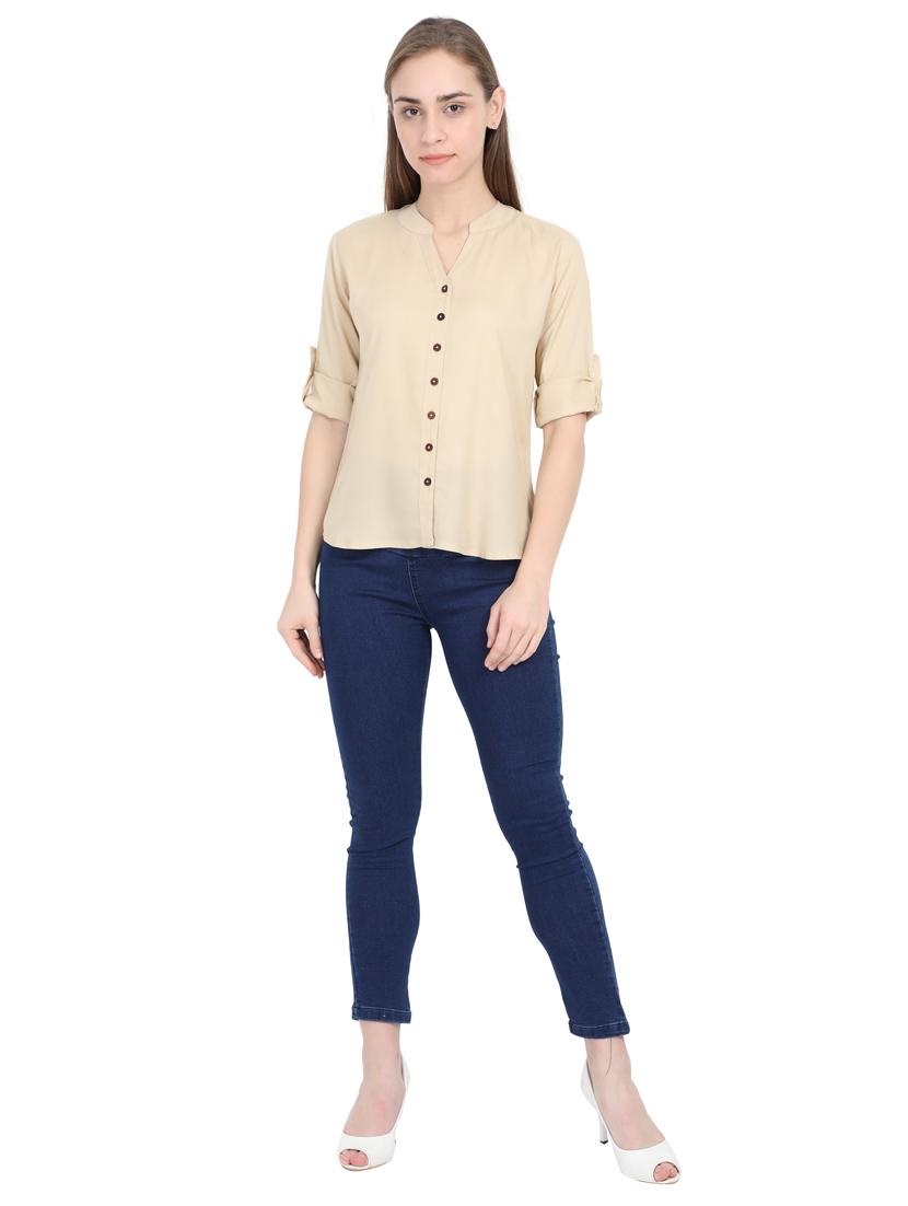 mandarin neck solid top - 17823781 - Zoom Image - 4